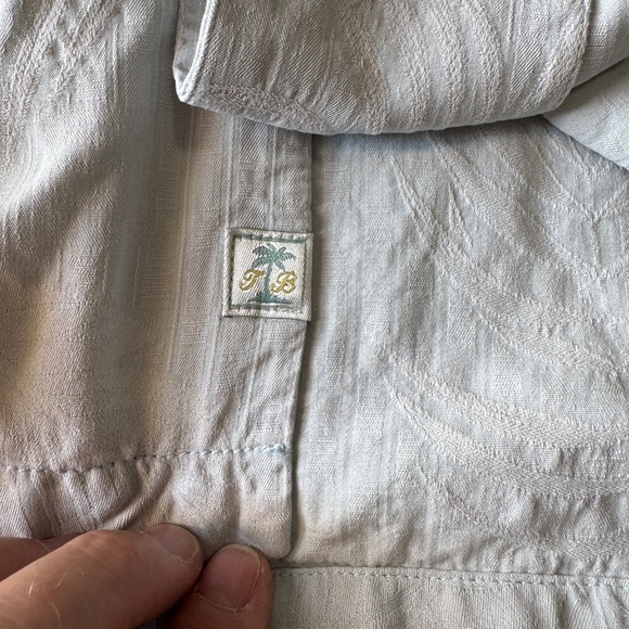 Tommy Bahama Mens 100% Silk Tropical Hawaiian Jacquard Shirt Blue‎ Size XLT Dad - Picture 12 of 16